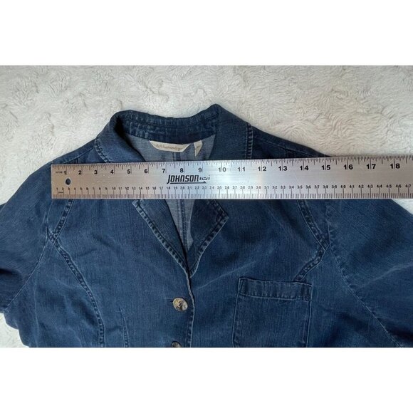 Soft Surroundings Womens Button Front Chambray Tunic Top Jacket Petite Medium - Picture 5 of 10